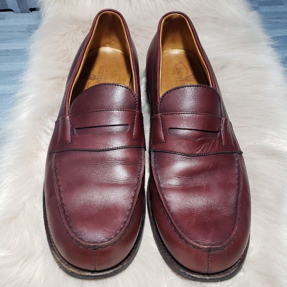 J.M. Weston red 180 Leather moccasin shoes